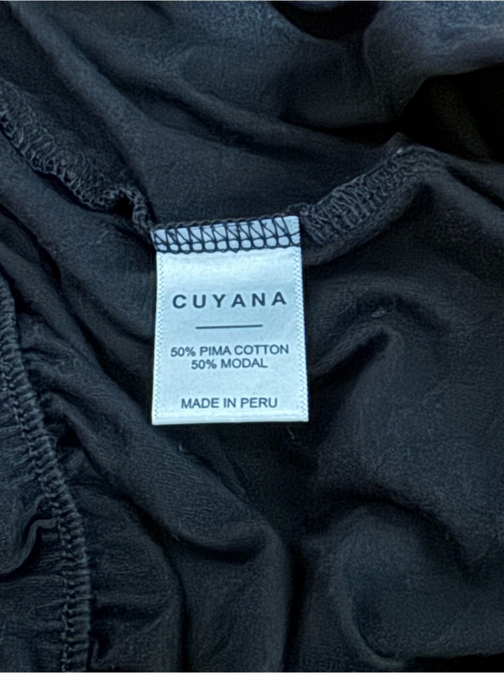 Cuyana Pima Cotton Sleep Shorts Black Elastic Large - Picture 3 of 3